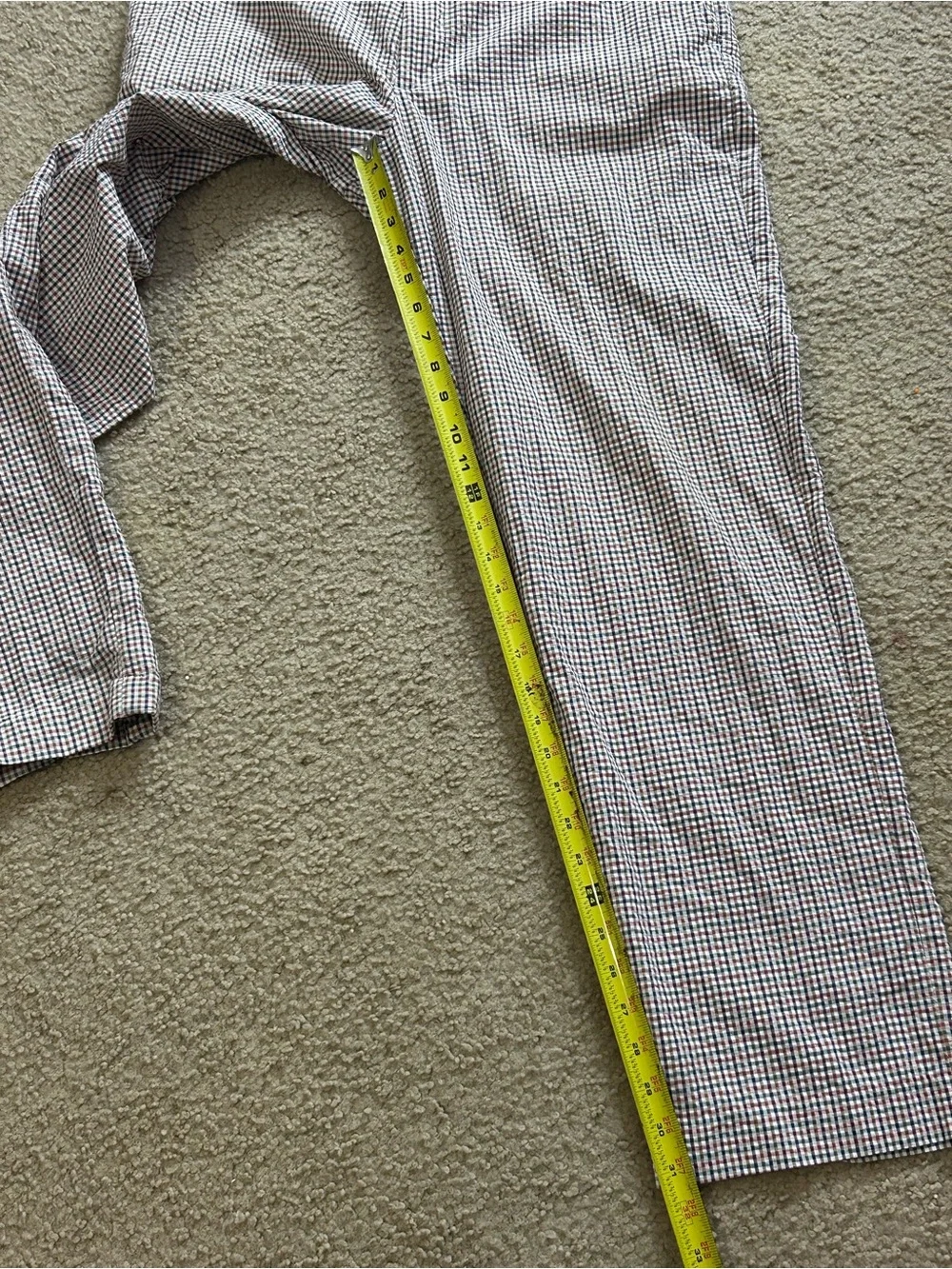 J. Crew Seersucker Gingham Check Pants Mens 34x32 Multicolor Cotton Straight Leg